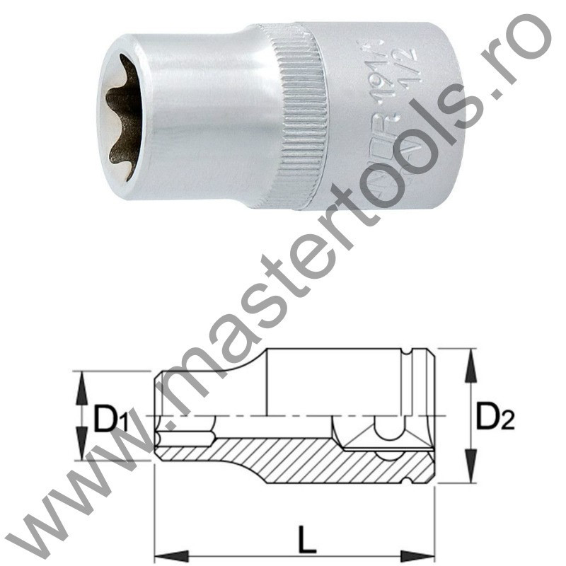 UNIOR Capat cheie tubulara impact profil TX interior 1/2"-191/1, E 22