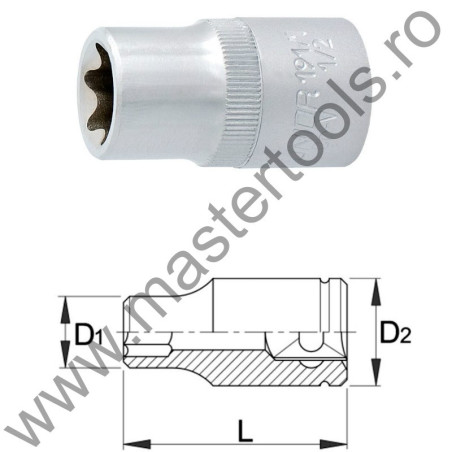 UNIOR Capat cheie tubulara impact profil TX interior 1/2"-191/1, E 24