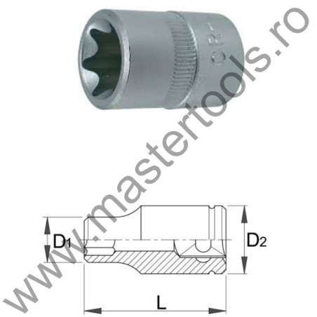 UNIOR Capat cheie tubulara cu profil TX interior 3/8" - 237/1, E 14
