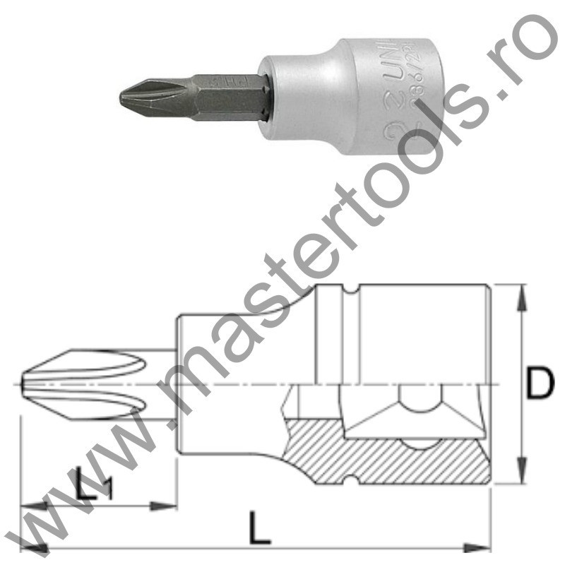 UNIOR Capat cheie tubulara cu profil PH exterior 3/8" - 236/2PH, PH3