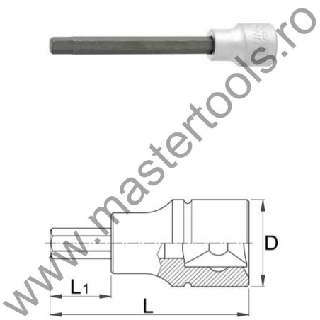 UNIOR Capat cheie tubulara cu profil hexagonal exterior lung 3/8" - 236/2HXL, 8 mm