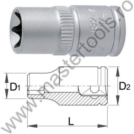 UNIOR Capat cheie tubulara cu profil TX prindere 1/4", E 5