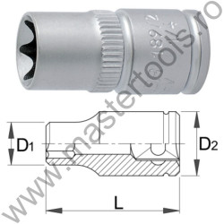 UNIOR Capat cheie tubulara cu profil TX prindere 1/4", E 10