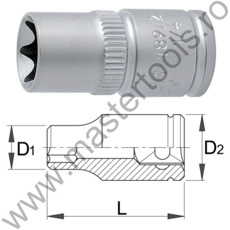 UNIOR Capat cheie tubulara cu profil TX prindere 1/4", E 10