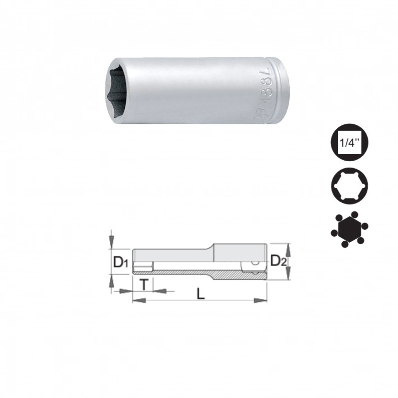 UNIOR Capat cheie tubulara 1/4", varianta lunga, 9 mm