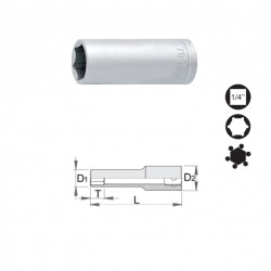 UNIOR Capat cheie tubulara 1/4", varianta lunga, 14 mm