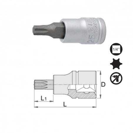 UNIOR Capat cheie tubulara cu cap profil TX exterior 1/4" - 187/2TX, TX27