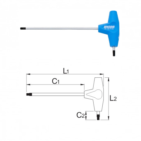 UNIOR Cheie cu maner in T cu profil TX 193TX, TX 25