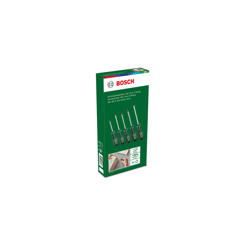 BOSCH Set 5 surubelnite cu profil torx T10, T15, T20, T25, T30, otel dur S2