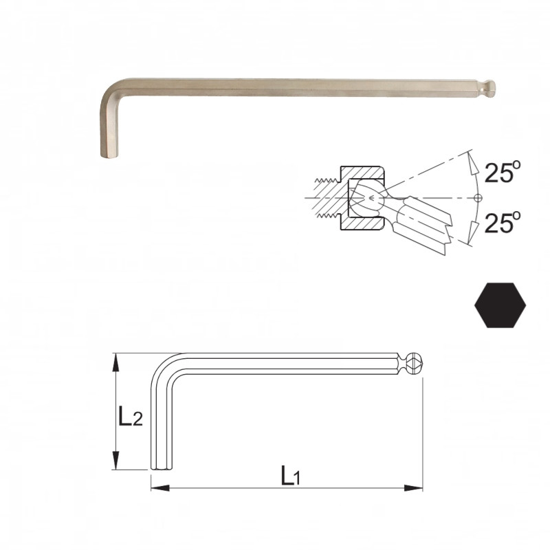 UNIOR Cheie locas hex cu cap sferic varianta lunga 220/3SL, 3 mm
