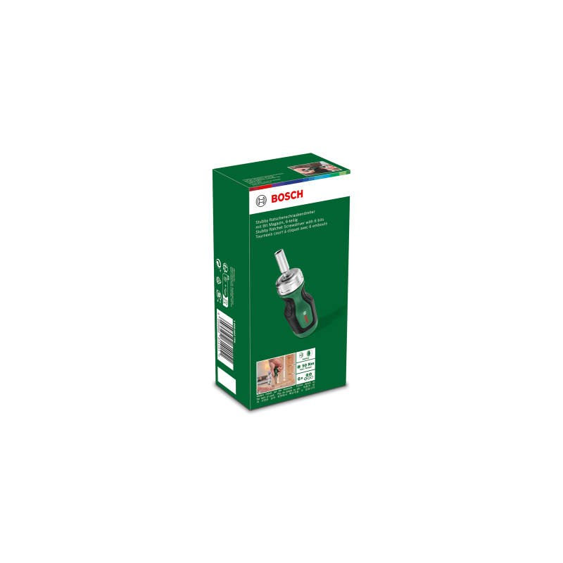 BOSCH Surubelnita scurta cu clichet cu 6 biti, 37mm diametru maner,CrV