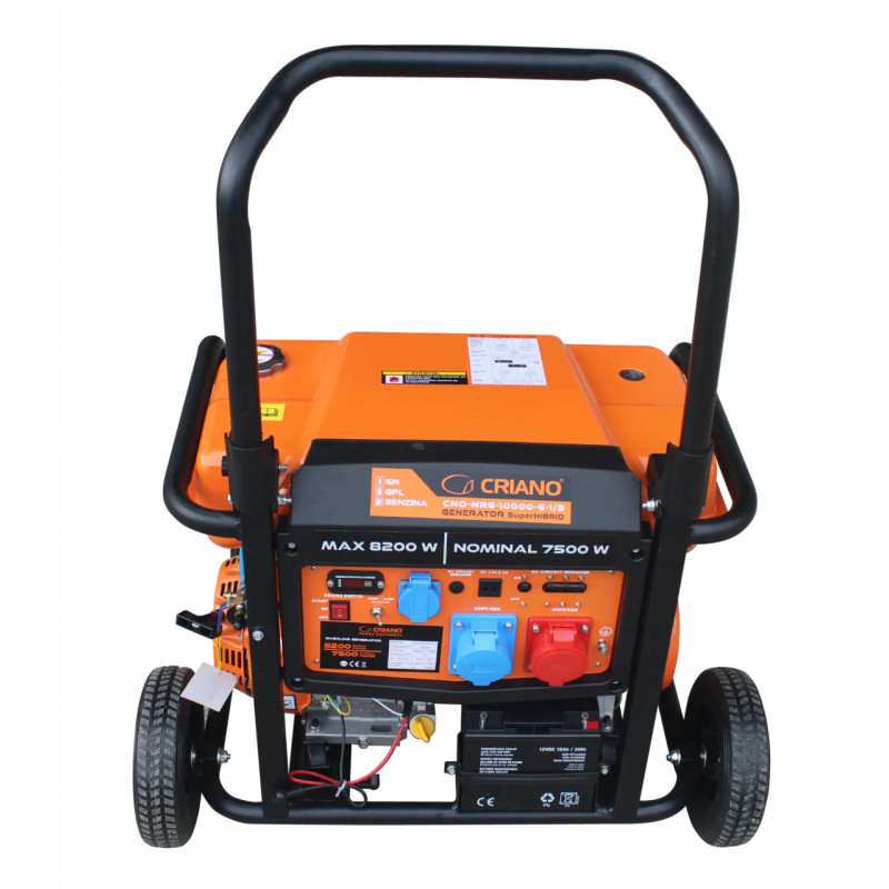Generator de curent 8.2 kW SuperHIBRID (GPL + Gaz Natural + Benzina) voltaj selectabil 230V sau 400V - CRIANO