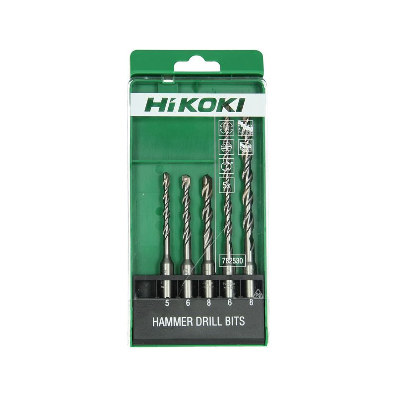 HIKOKI Set 5 burghie pentru beton SDS-plus, 2 muchii, 5 - 8 mm
