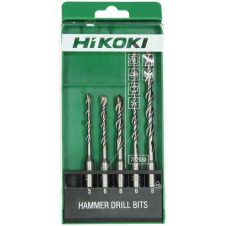HIKOKI Set 5 burghie pentru beton SDS-plus, 2 muchii, 5 - 8 mm