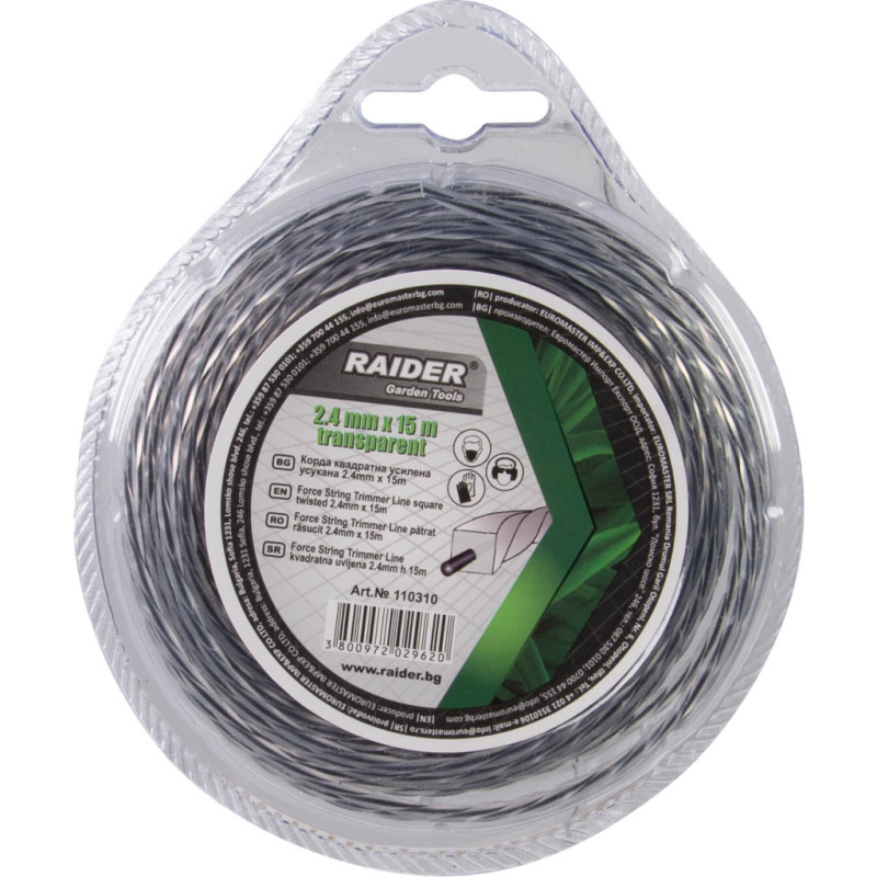 RAIDER Fir patrat rasucit pentru motocoase 2.4 mm х 15 m transparent