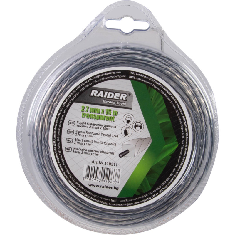 RAIDER Fir patrat rasucit pentru motocoase 2.7 mm х 15 m transparent