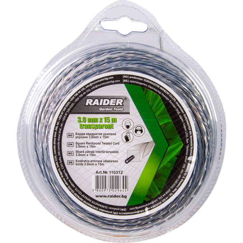 RAIDER Fir patrat rasucit pentru motocoase 3.0 mm х 15 m transparent
