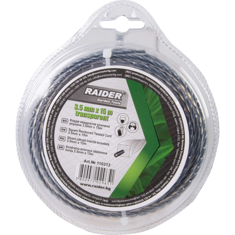 RAIDER Fir patrat rasucit pentru motocoase 3.5 mm х 15 m transparent