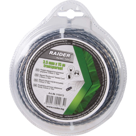 RAIDER Fir patrat rasucit pentru motocoase 3.5 mm х 15 m transparent
