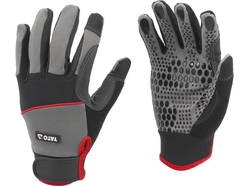 YATO Manusi protectia muncii, piele ecologica/textil, marimea 9, negru/gri