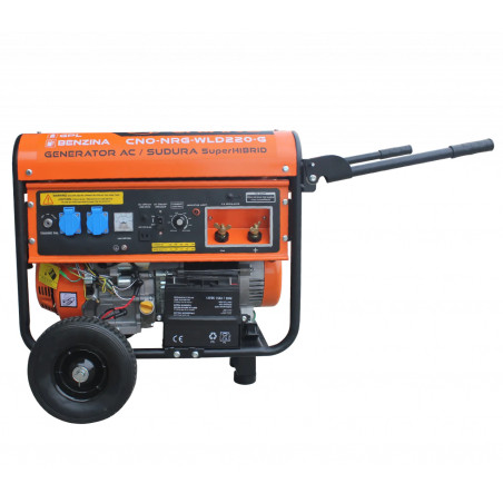 Generator de sudura 220A MMA si curent 5.5kW SuperHIBRID (GPL + Gaz Natural + Benzina) - CRIANO - CNO-NRG-WLD220-G