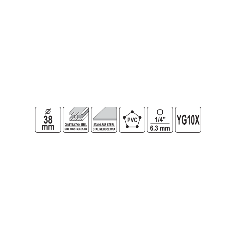 YT-44061 YATO Carota TCT pentru metal, diametru 38 mm, prindere 1/4