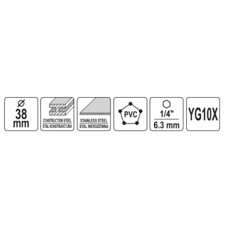 YT-44061 YATO Carota TCT pentru metal, diametru 38 mm, prindere 1/4