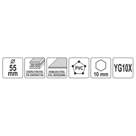 YATO YT-44068 Carota TCT pentru metal, diametru 55 mm, hex 3/8
