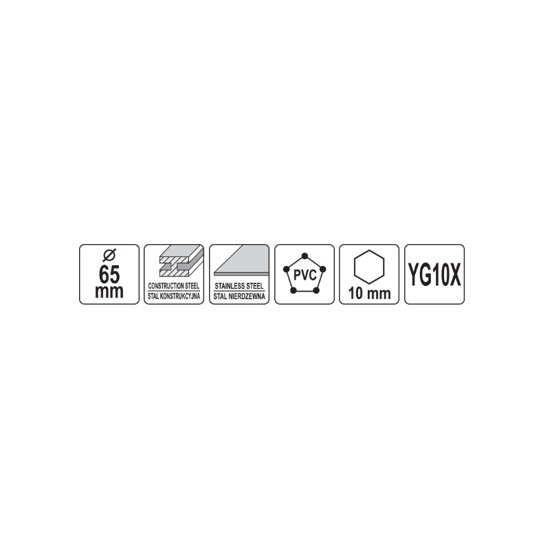 YT-44070 YATO Carota TCT pentru metal, diametru 65 mm, hex 3/8