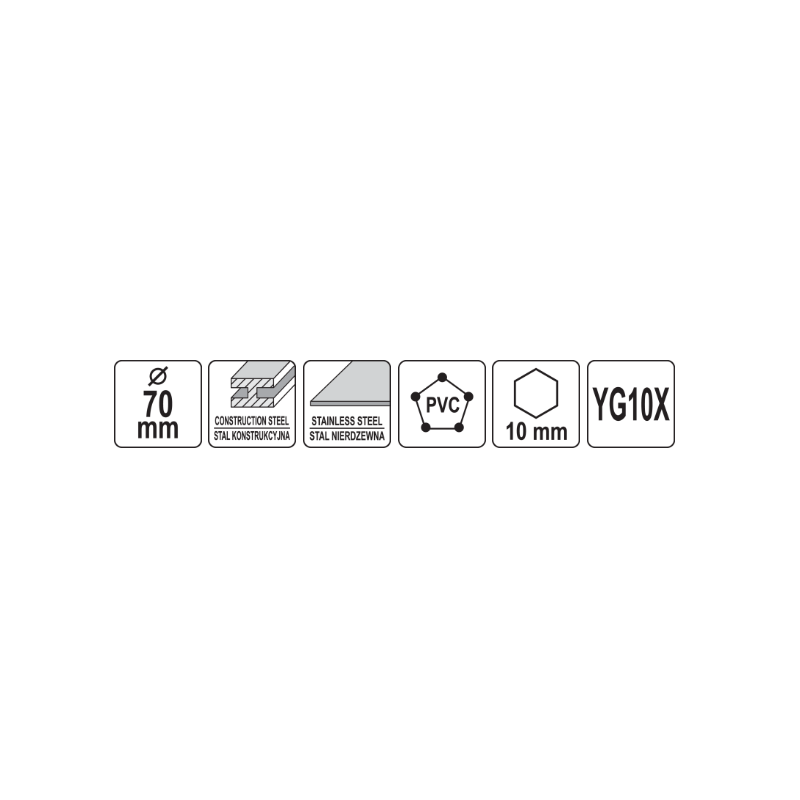 YT-44071 YATO Carota TCT pentru metal, diametru 70 mm, hex 3/8