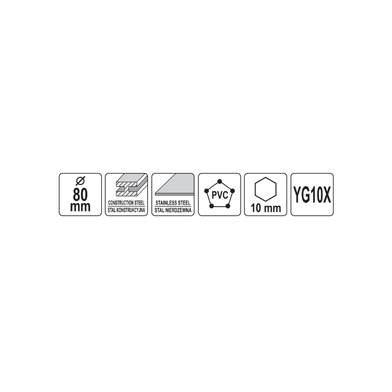 YT-44072 YATO Carota TCT pentru metal, diametru 80 mm, hex 3/8