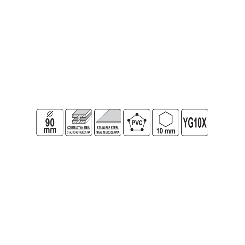 YT-44073 YATO Carota TCT pentru metal, diametru 90 mm, hex 3/8