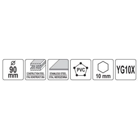 YT-44073 YATO Carota TCT pentru metal, diametru 90 mm, hex 3/8