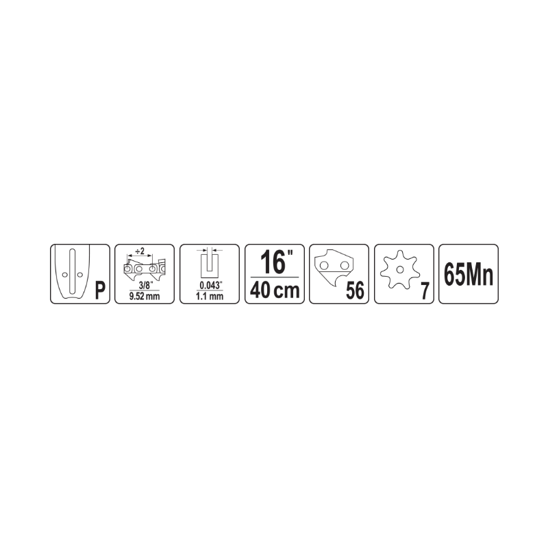 YATO Lama 400 mm, pentru drujba, pas 3/8", grosime 1.1 mm, 56 dinti