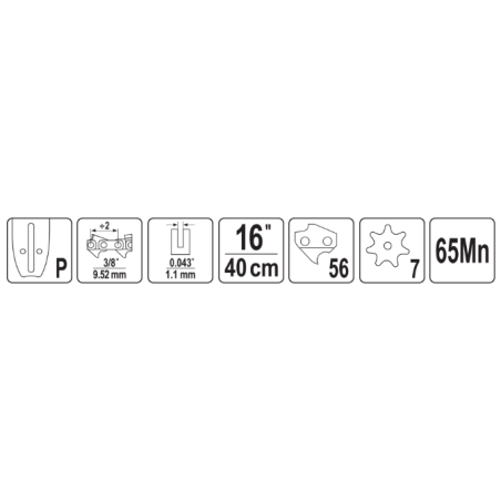 YATO Lama 400 mm, pentru drujba, pas 3/8", grosime 1.1 mm, 56 dinti