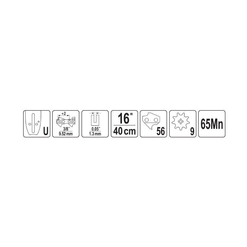 YATO Lama drujba tip U, 400 mm, pas 3/8, grosime 1.3 mm, 56 dinti