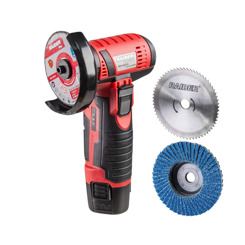 RAIDER Polizor unghiular cu acumulator Li-Ion 12V 2Ah, disc 75x10mm