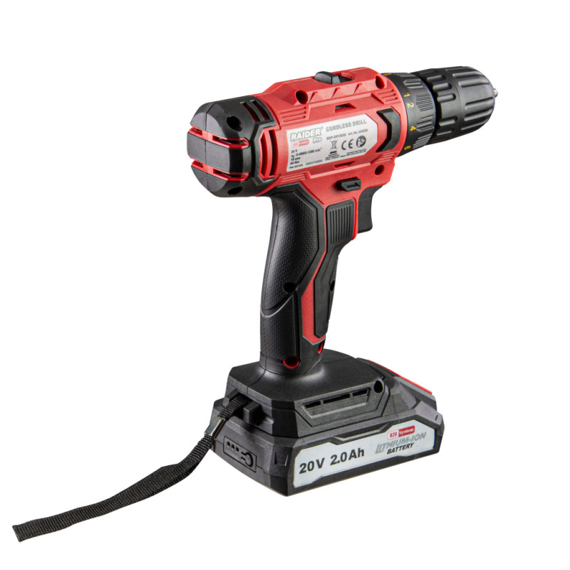 RAIDER Bormasina Li-Ion 20v 2x2Ah, 2 viteze, mandrina 10mm, cuplu 44Nm