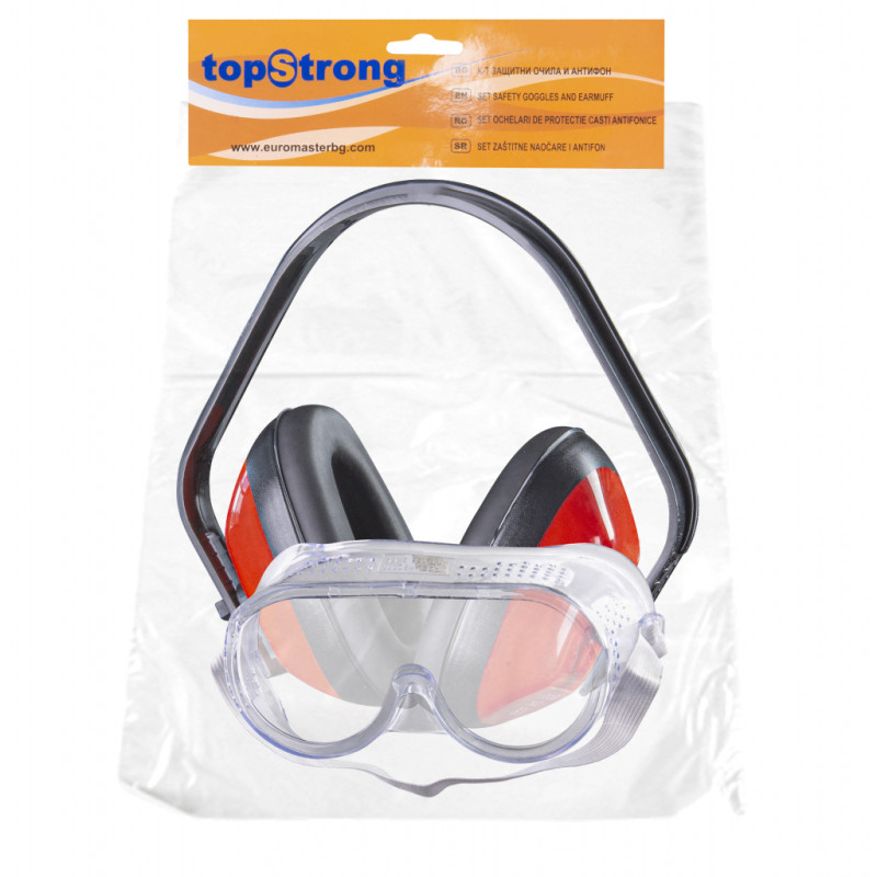 TOP MASTER Set ochelari de protectie si casti antifonice
