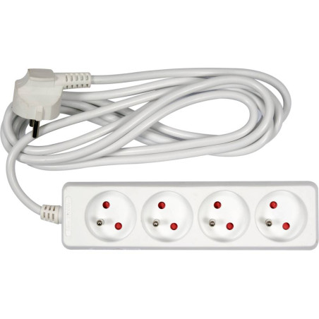 VOREL Prelungitor electric cu impamantare, 4 prize, 3 m, Alb, Plastic
