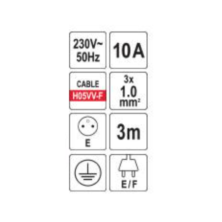 VOREL Prelungitor electric cu impamantare, 4 prize, 3 m, Alb, Plastic