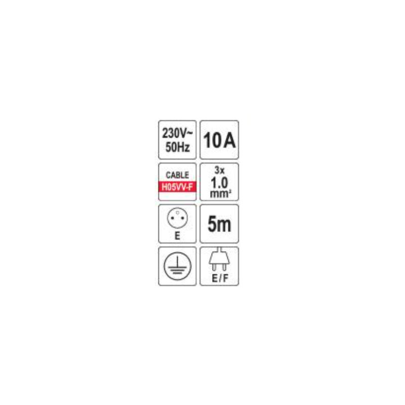 VOREL Prelungitor electric cu impamantare, 3 prize, 5 m, Alb, Plastic