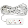 VOREL Prelungitor electric cu impamantare, 3 prize, 5 m, Alb, Plastic