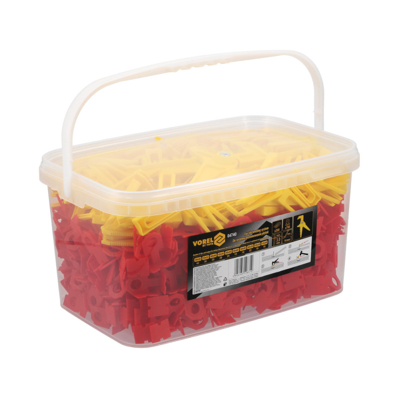 VOREL Set accesorii nivelare placi 3 mm, 700 cleme+200 pene+cleste