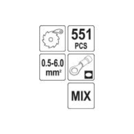YATO Set conectori electrici si cleste de sertizat, 551 piese
