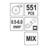 YATO Set conectori electrici si cleste de sertizat, 551 piese