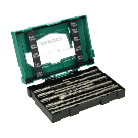 HIKOKI (HITACHI) Set 10 burghie pentru beton SDS-plus, 2 muchii,5-12mm