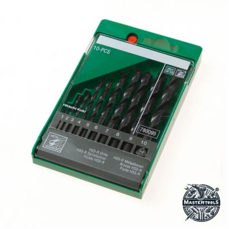 HIKOKI (HITACHI) Set 10 burghie metal 1-10 mm x 1.0mm, tija cilindrica