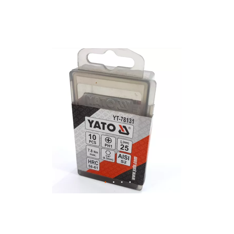 YATO Set 10 biti surubelnita PH1, prindere hex 1/4'', lungime 25 mm