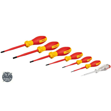 1600A02NF7 BOSCH Set 7 surubelnite izolate VDE 1000V, profil SL 2.5-6.5,PH1,PH2, tester tensiune SL3